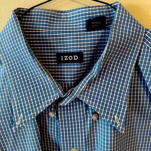 IZOD Men’s Long Sleeve Button Down Blue and Red Checkered Shirts XXL tall.
